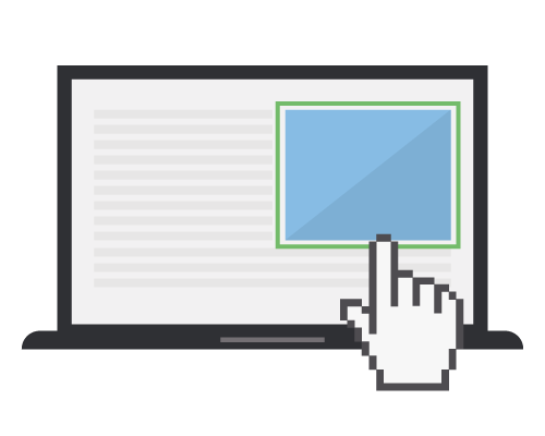 A laptop showing a web page, with an image selected by a cursor